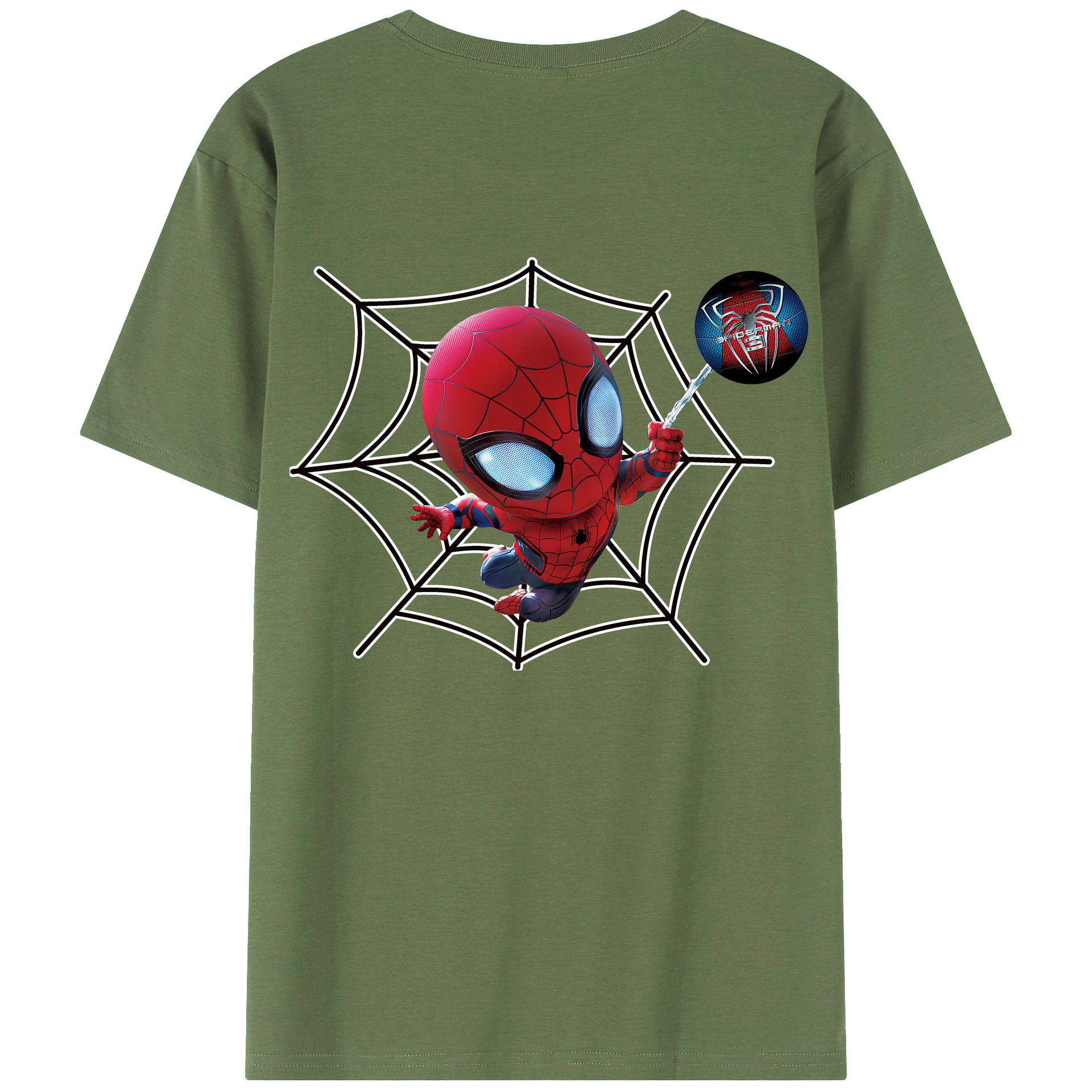 （画像用） Spider Man スパイダーマン 綿100％ メンズ半袖Tシャツ（バックプリント） 通気性